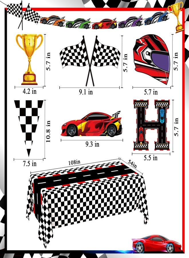 WNINK Racing Car Theme Tablecloths Happy Birthday Banner Racetrack Rectangular Tablecloth Race Car Party Decor Kit, for Race Car Birthday Party Decorations, 54 x 108 Inch - Image 5